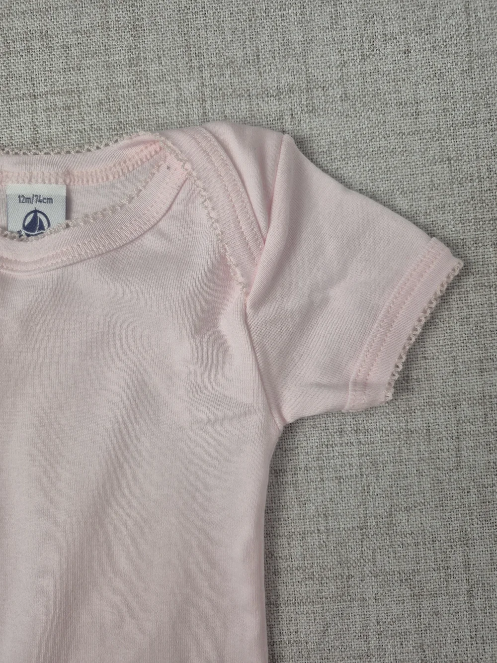 Petit Bateau Baby Girl 2 Pack Short Sleeve Picot Trim Bodysuits 12M
